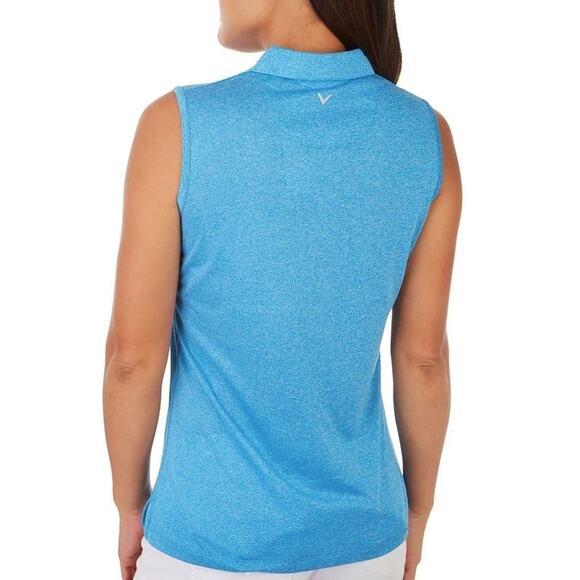Callaway Women's Quarter Zip Sleeveless Golf Polo Shirt in Vivid Blue Heather XS - Picture 2 of 5